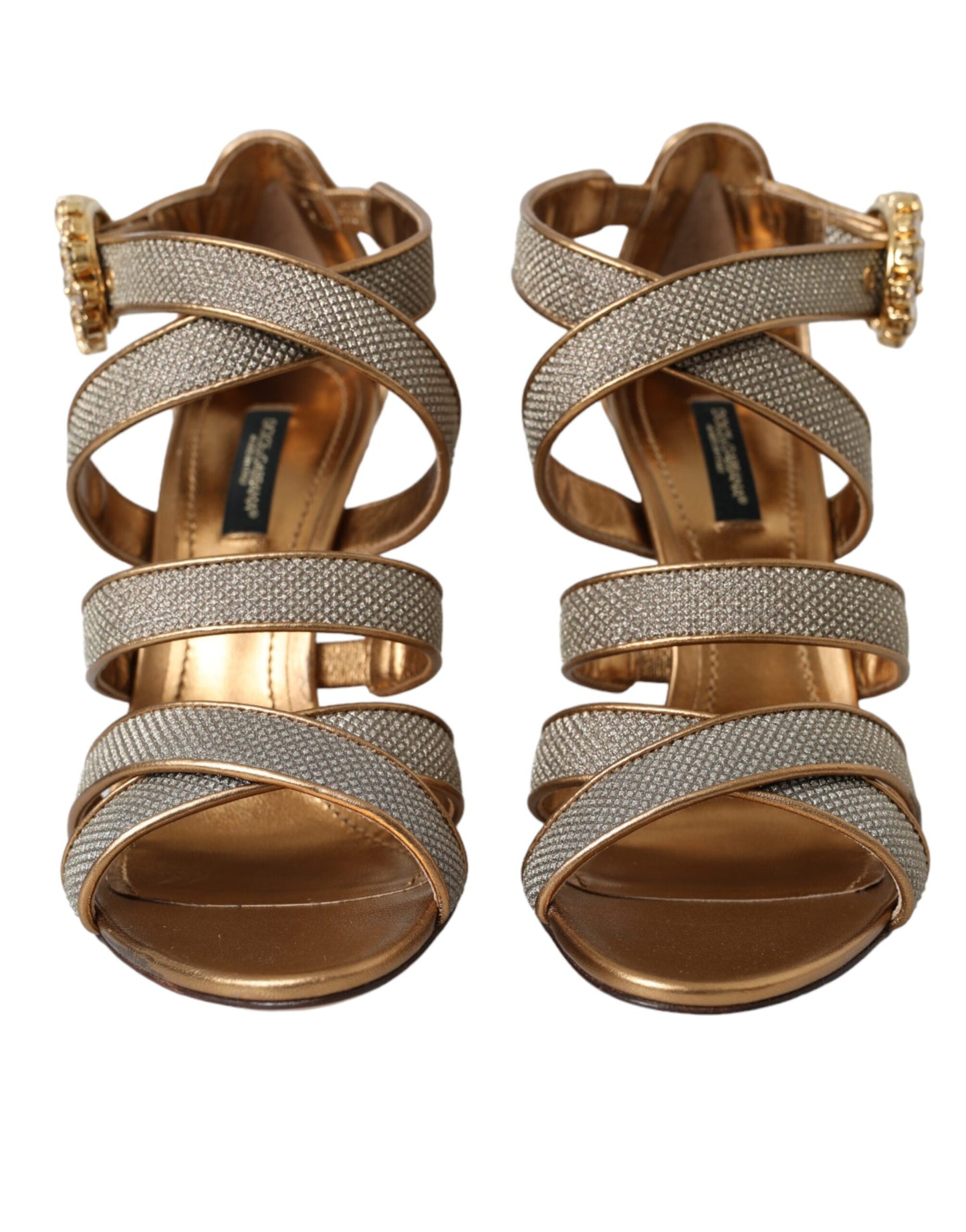 Dolce & Gabbana Bronze Kristall Strap Heels Sandalen Schuhe