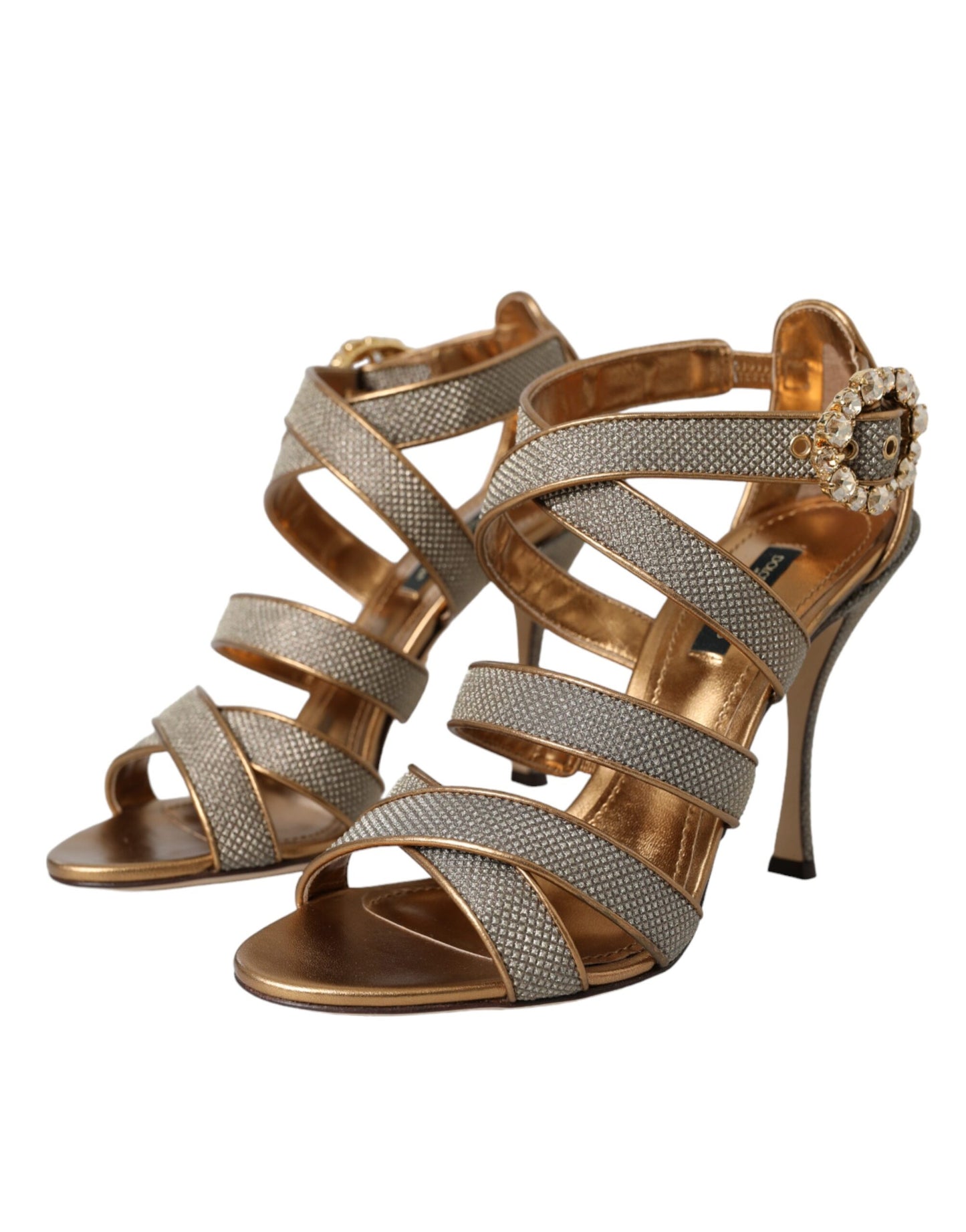 Dolce & Gabbana Bronze Kristall Strap Heels Sandalen Schuhe