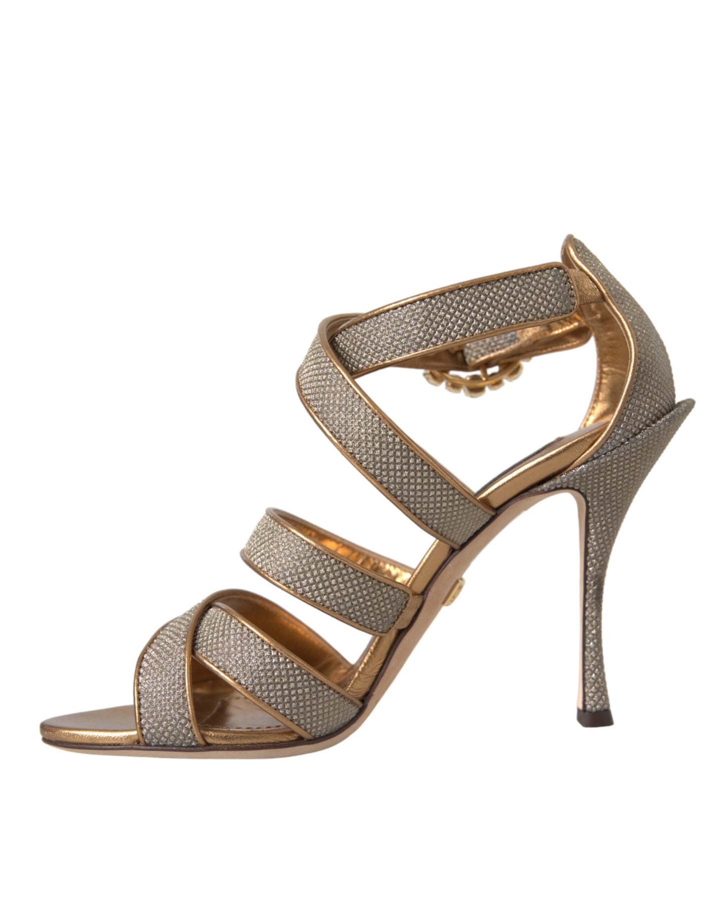 Dolce & Gabbana Bronze Kristall Strap Heels Sandalen Schuhe