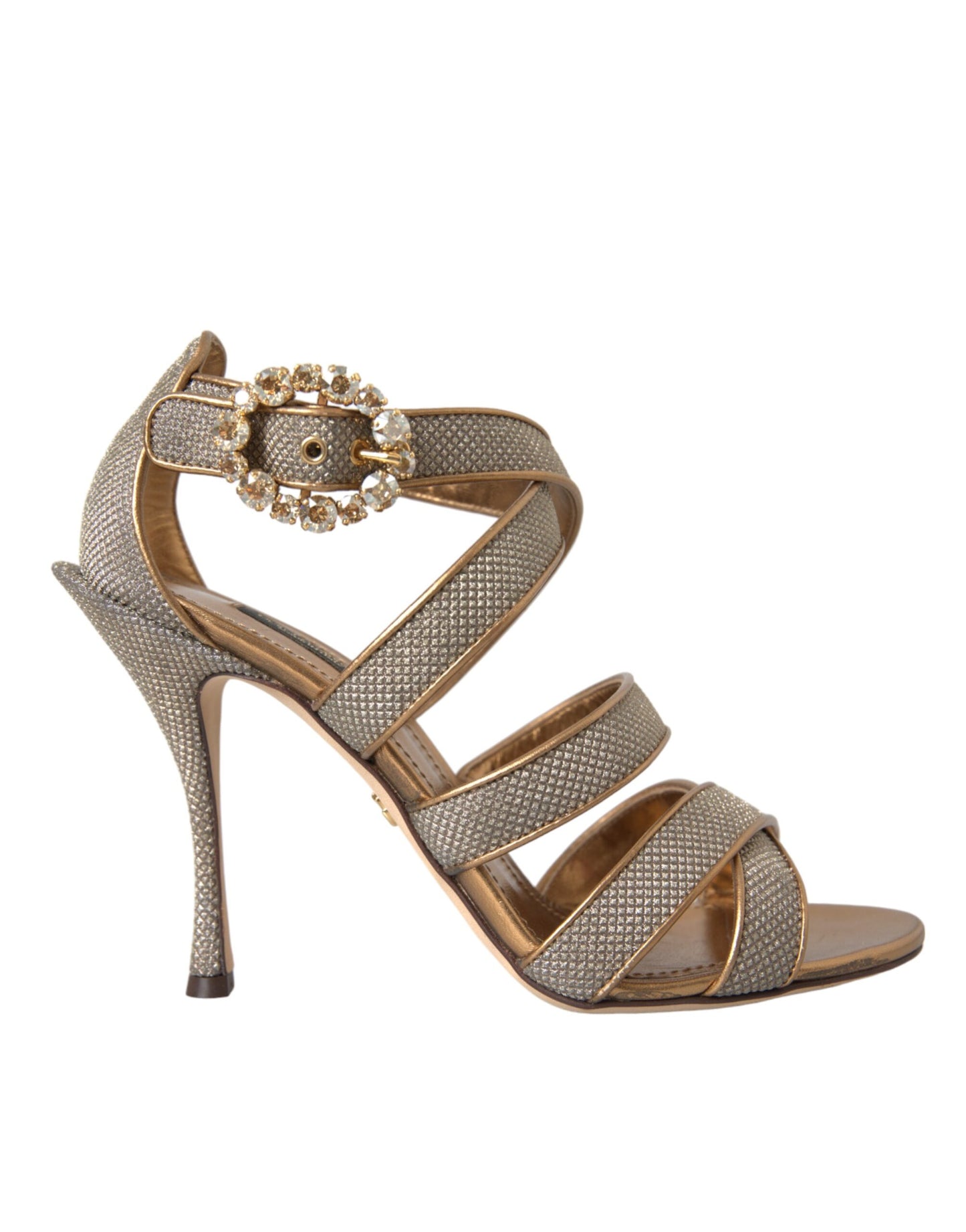 Dolce & Gabbana Bronze Kristall Strap Heels Sandalen Schuhe