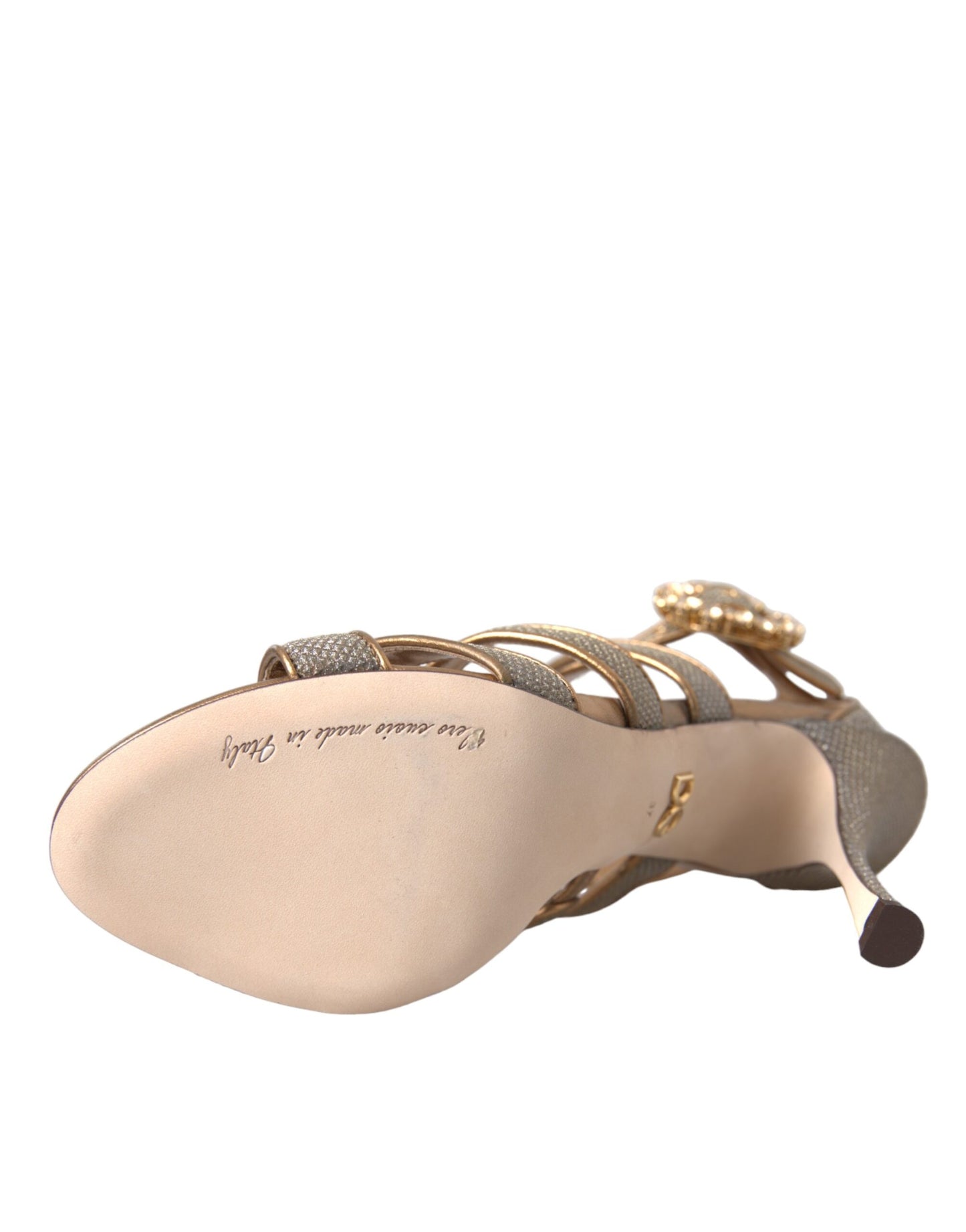 Dolce & Gabbana Bronze Kristall Strap Heels Sandalen Schuhe