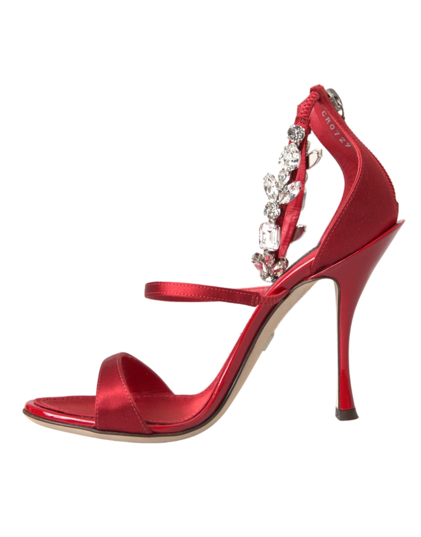 Dolce & Gabbana Rote Keira Satin Kristalle Sandalen Heels Schuhe