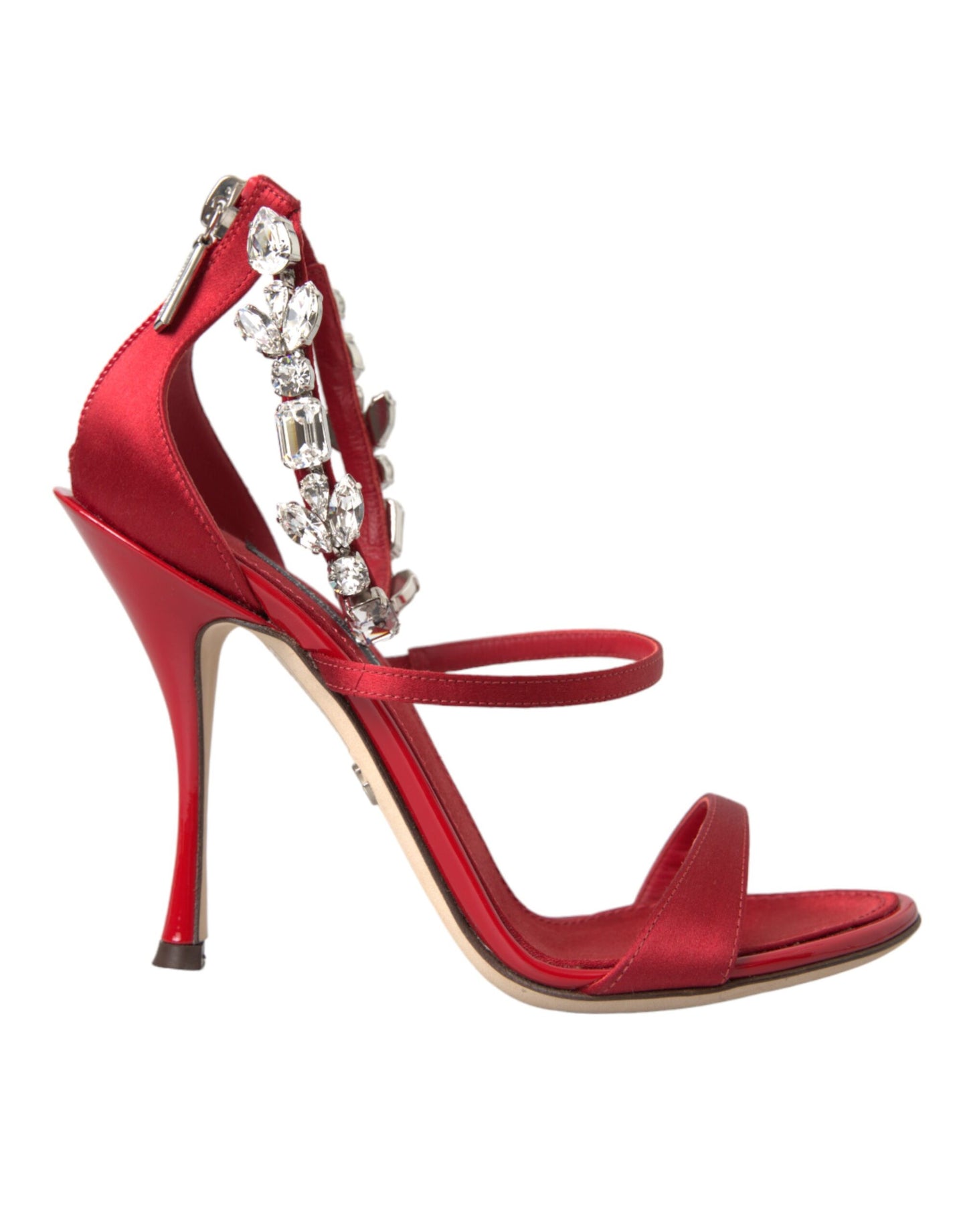 Dolce & Gabbana Rote Keira Satin Kristalle Sandalen Heels Schuhe