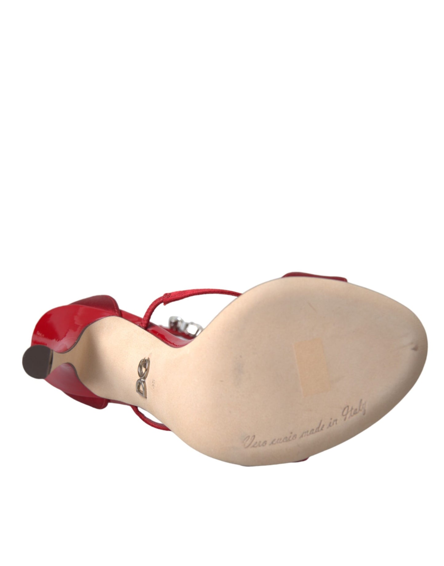 Dolce & Gabbana Rote Keira Satin Kristalle Sandalen Heels Schuhe