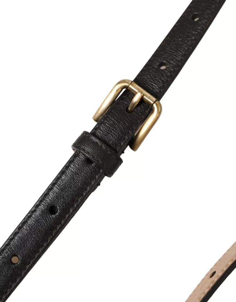Dolce & Gabbana Damengürtel aus dunkelbraunem Leder mit goldener Metallschnalle