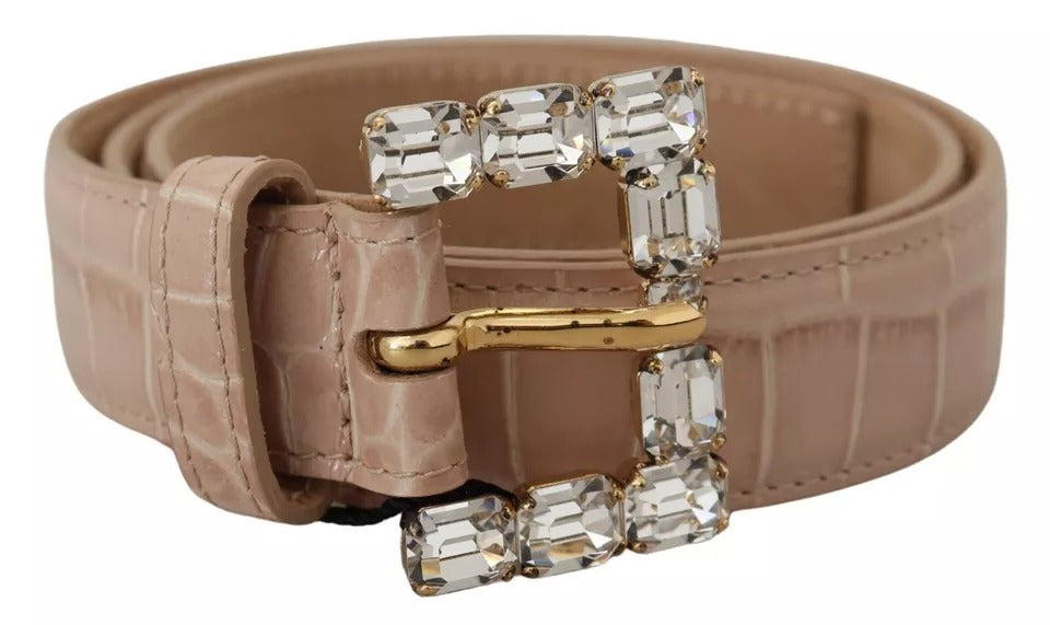 Dolce & Gabbana Beige Ledergürtel mit Kristallschnalle für Damen