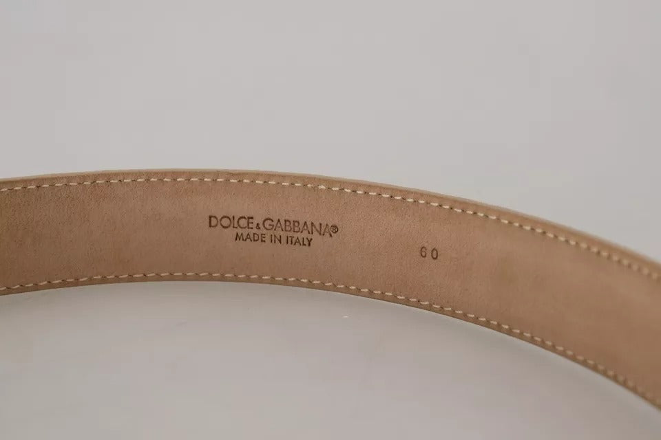 Dolce & Gabbana Beige Ledergürtel mit Kristallschnalle für Damen