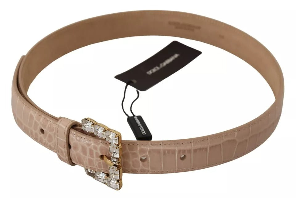 Dolce & Gabbana Beige Ledergürtel mit Kristallschnalle für Damen