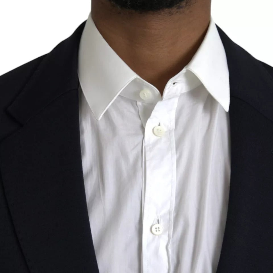 Dolce & Gabbana – Blauer, einreihiger Blazer aus Wolle mit Kerbe