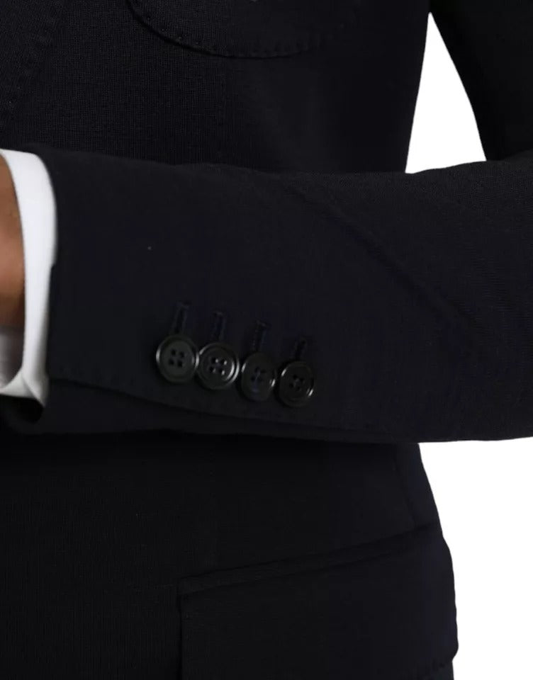 Dolce & Gabbana – Blauer, einreihiger Blazer aus Wolle mit Kerbe