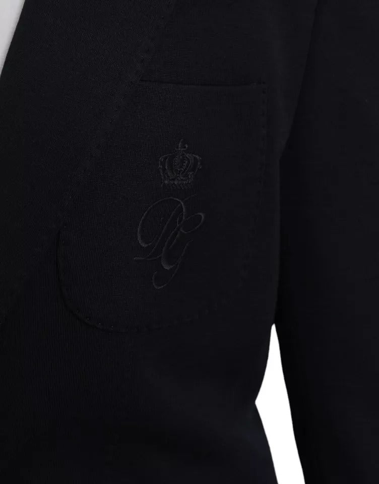 Dolce & Gabbana – Blauer, einreihiger Blazer aus Wolle mit Kerbe