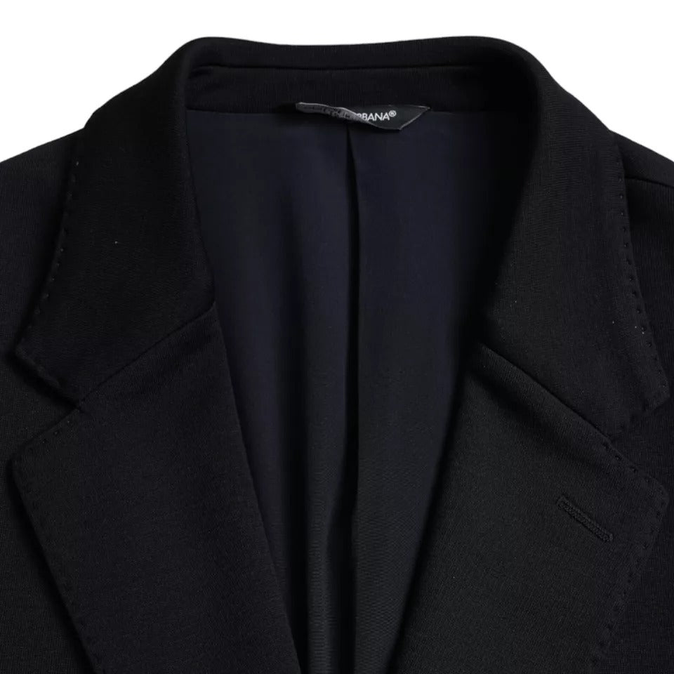 Dolce & Gabbana – Blauer, einreihiger Blazer aus Wolle mit Kerbe