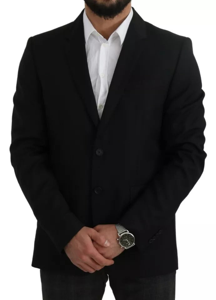 Dolce & Gabbana – Schwarzer Slim Fit-Blazer aus Wolle mit Revers