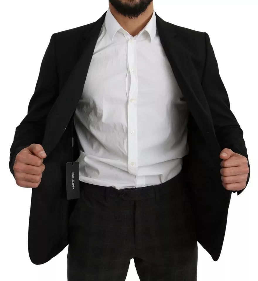 Dolce & Gabbana – Schwarzer Slim Fit-Blazer aus Wolle mit Revers