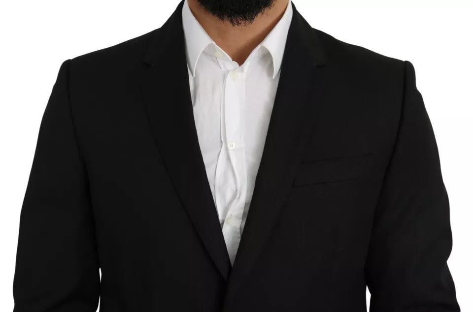 Dolce & Gabbana – Schwarzer Slim Fit-Blazer aus Wolle mit Revers