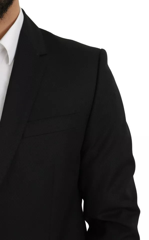 Dolce & Gabbana – Schwarzer Slim Fit-Blazer aus Wolle mit Revers