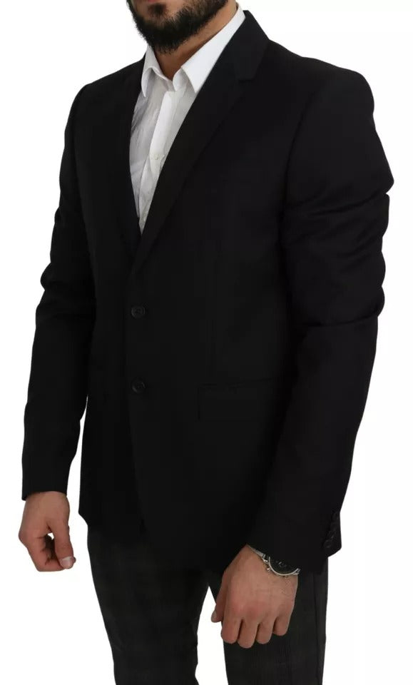 Dolce & Gabbana – Schwarzer Slim Fit-Blazer aus Wolle mit Revers