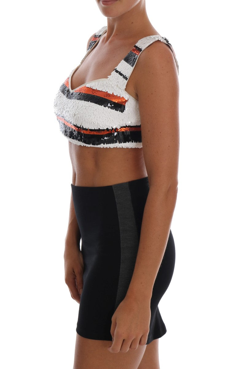 Dolce & Gabbana – Stretch-Bustier-Oberteil mit mehrfarbigen Pailletten