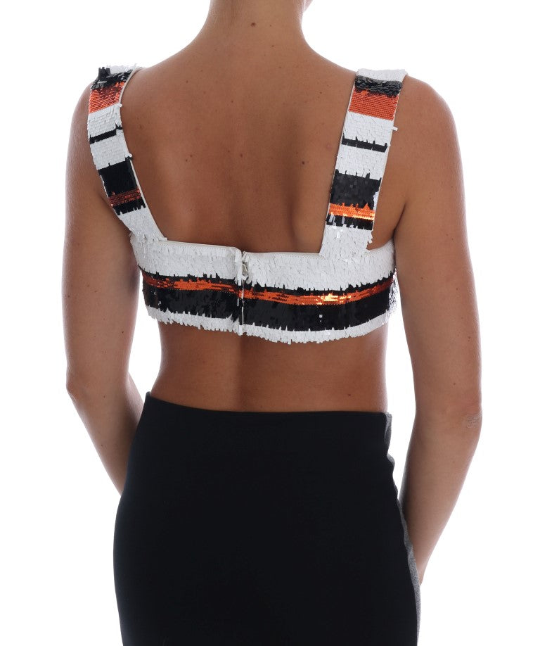 Dolce & Gabbana – Stretch-Bustier-Oberteil mit mehrfarbigen Pailletten