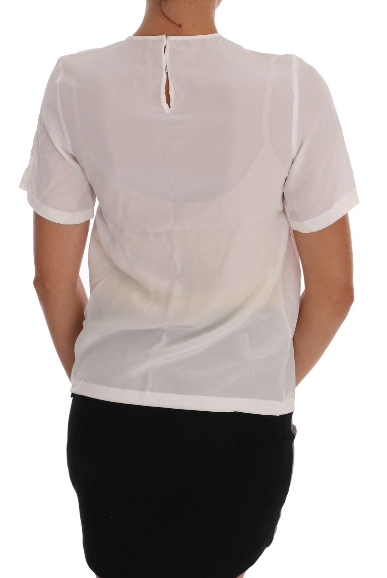 Dolce & Gabbana Weiße Seidenbluse „Italia Is Love“