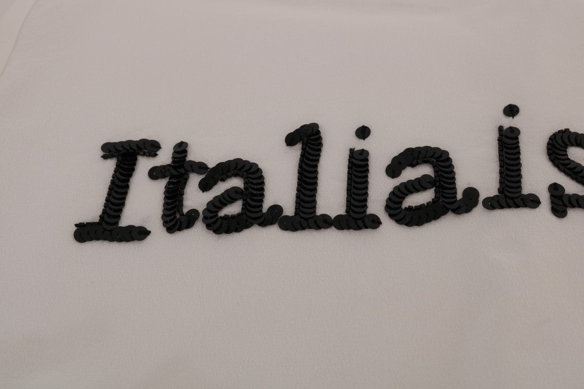 Dolce & Gabbana Weiße Seidenbluse „Italia Is Love“