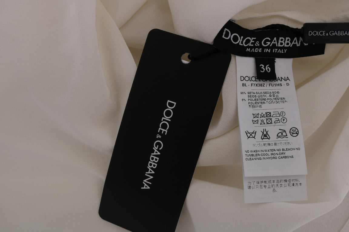 Dolce & Gabbana Weiße Seidenbluse „Italia Is Love“