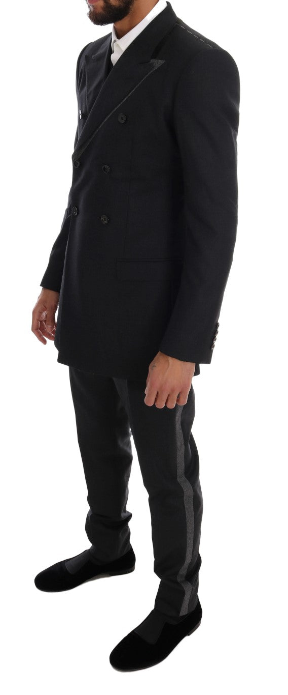 Dolce & Gabbana – Grauer, zweireihiger 3-teiliger Anzug aus Wolle