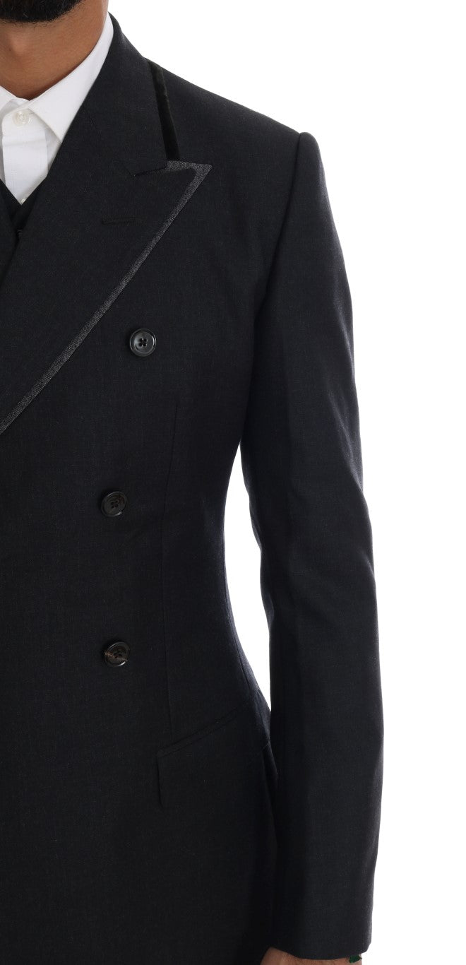Dolce & Gabbana – Grauer, zweireihiger 3-teiliger Anzug aus Wolle