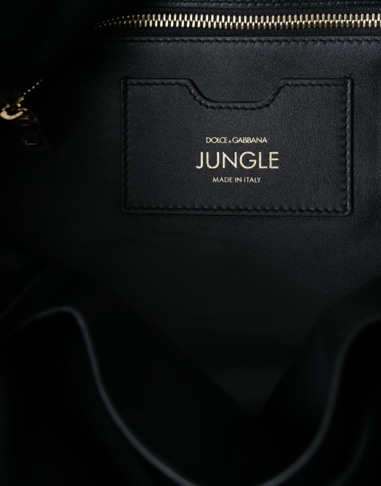 Dolce & Gabbana – Gesteppte Einkaufstasche „JUNGLE“ aus schwarzem Leder