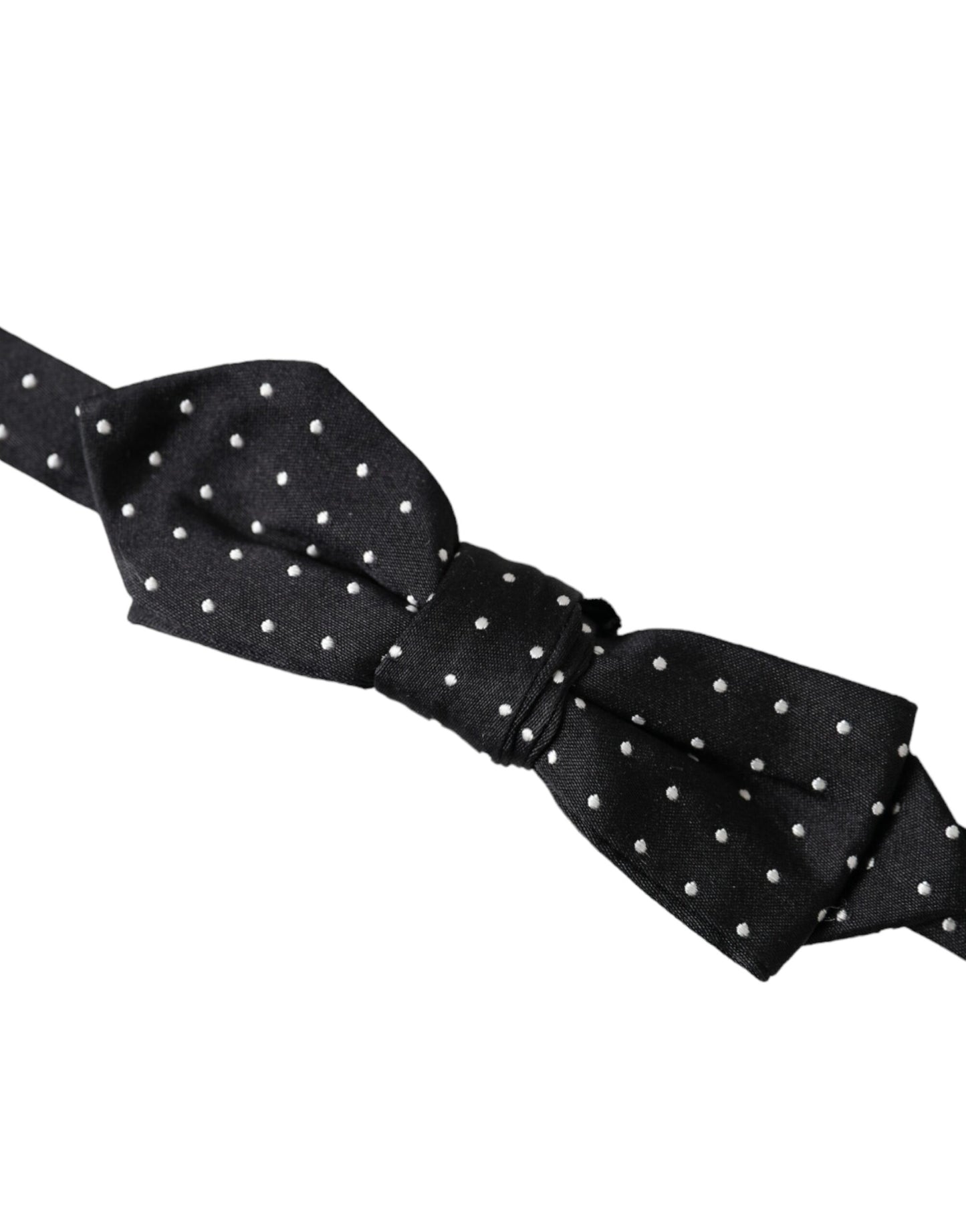 Dolce & Gabbana – Schwarze Seidenfliege mit Tupfenmuster und verstellbarem Halsausschnitt – Papillon