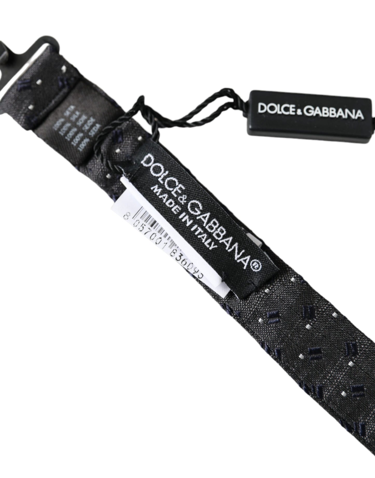Dolce & Gabbana – Schwarze, gemusterte Papillon-Fliege aus Seide mit verstellbarem Hals