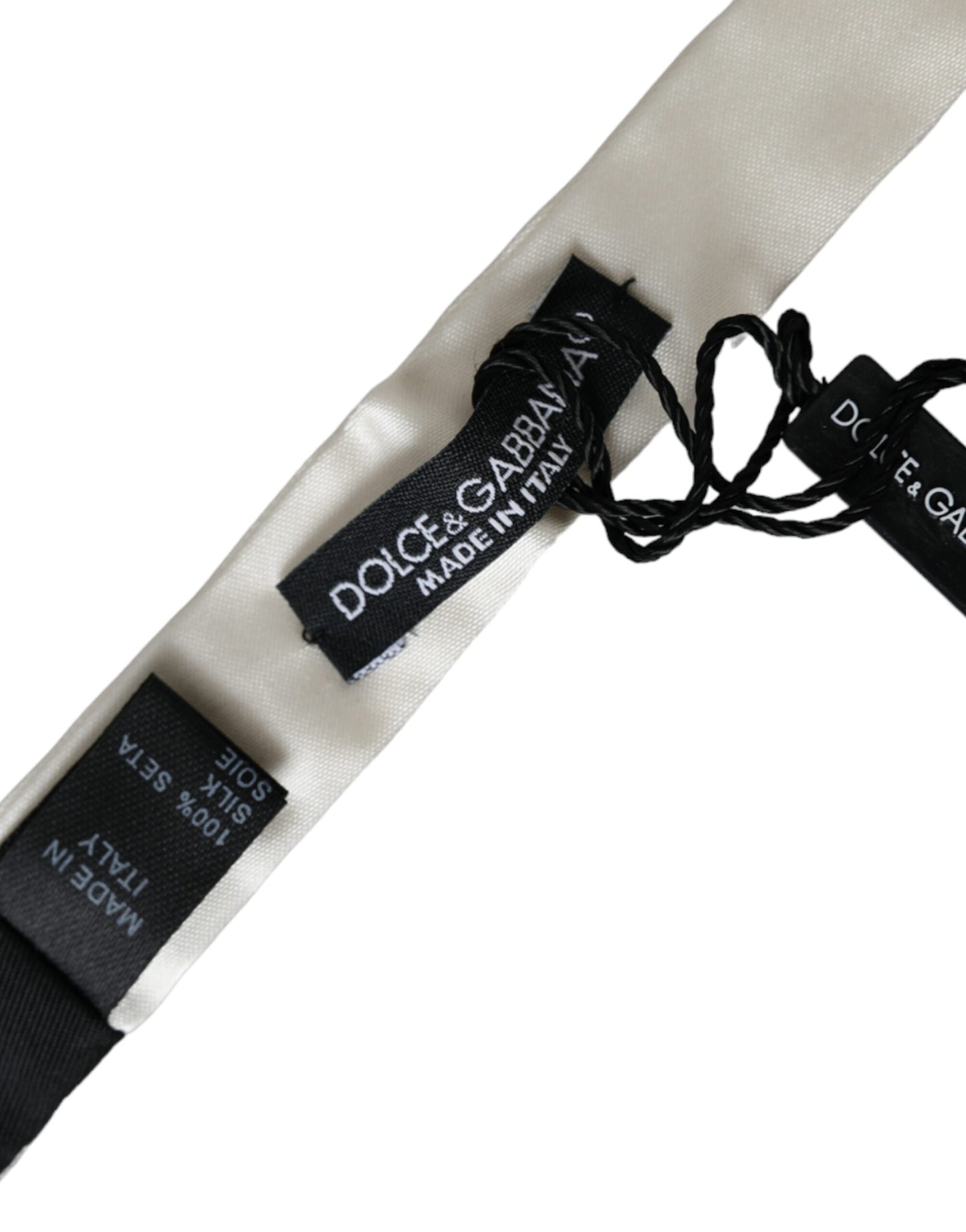 Dolce & Gabbana Weiße schmale Seidenkrawatte für Herren