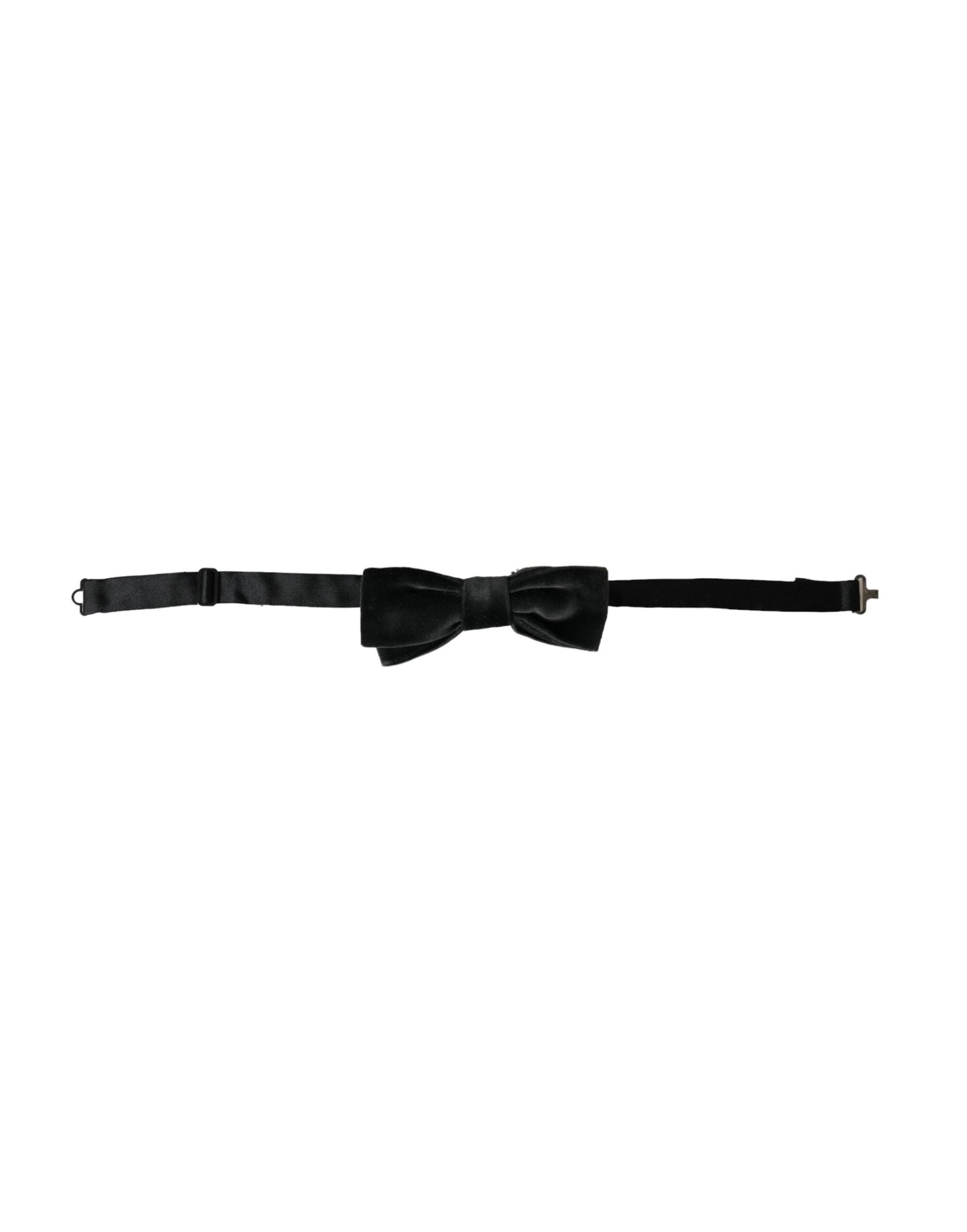 Dolce & Gabbana Schwarze Herrenfliege aus Samt und Baumwolle mit verstellbarem Hals