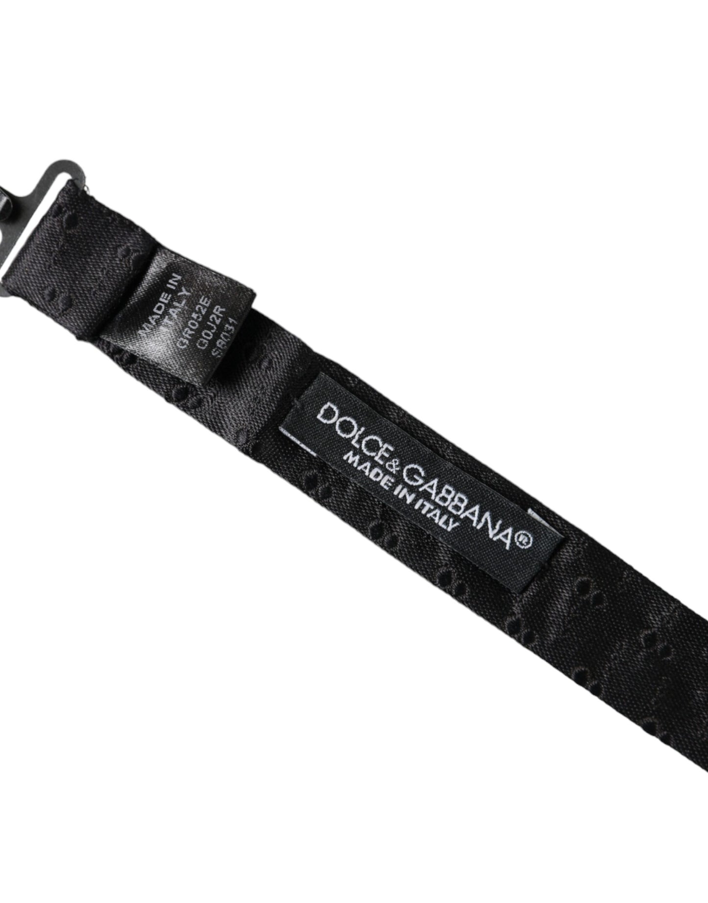 Dolce & Gabbana – Schwarze, gemusterte Herrenfliege aus Seide mit verstellbarem Hals