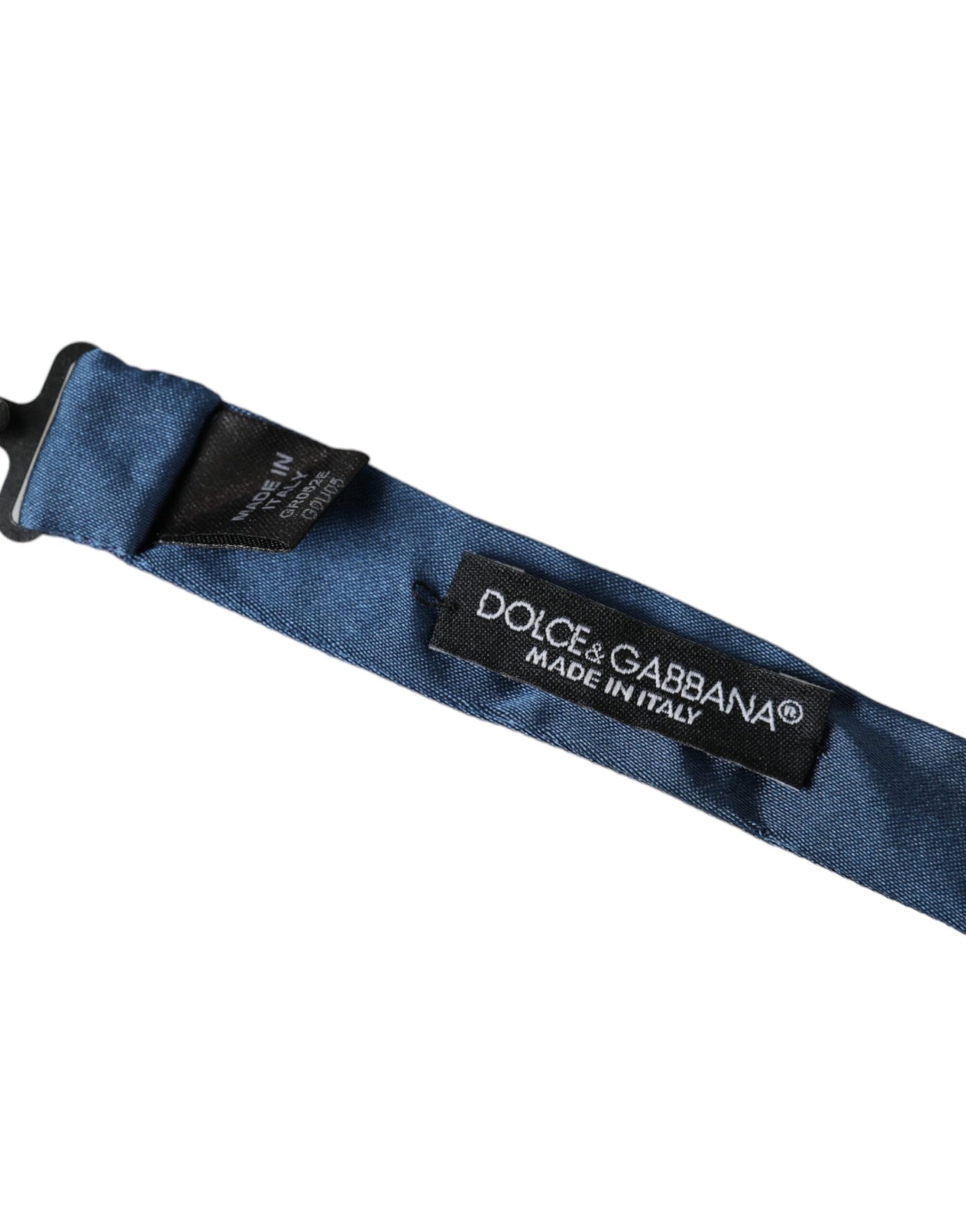 Dolce & Gabbana Blaue Satin-Seiden-Fliege mit verstellbarem Halsausschnitt für Herren