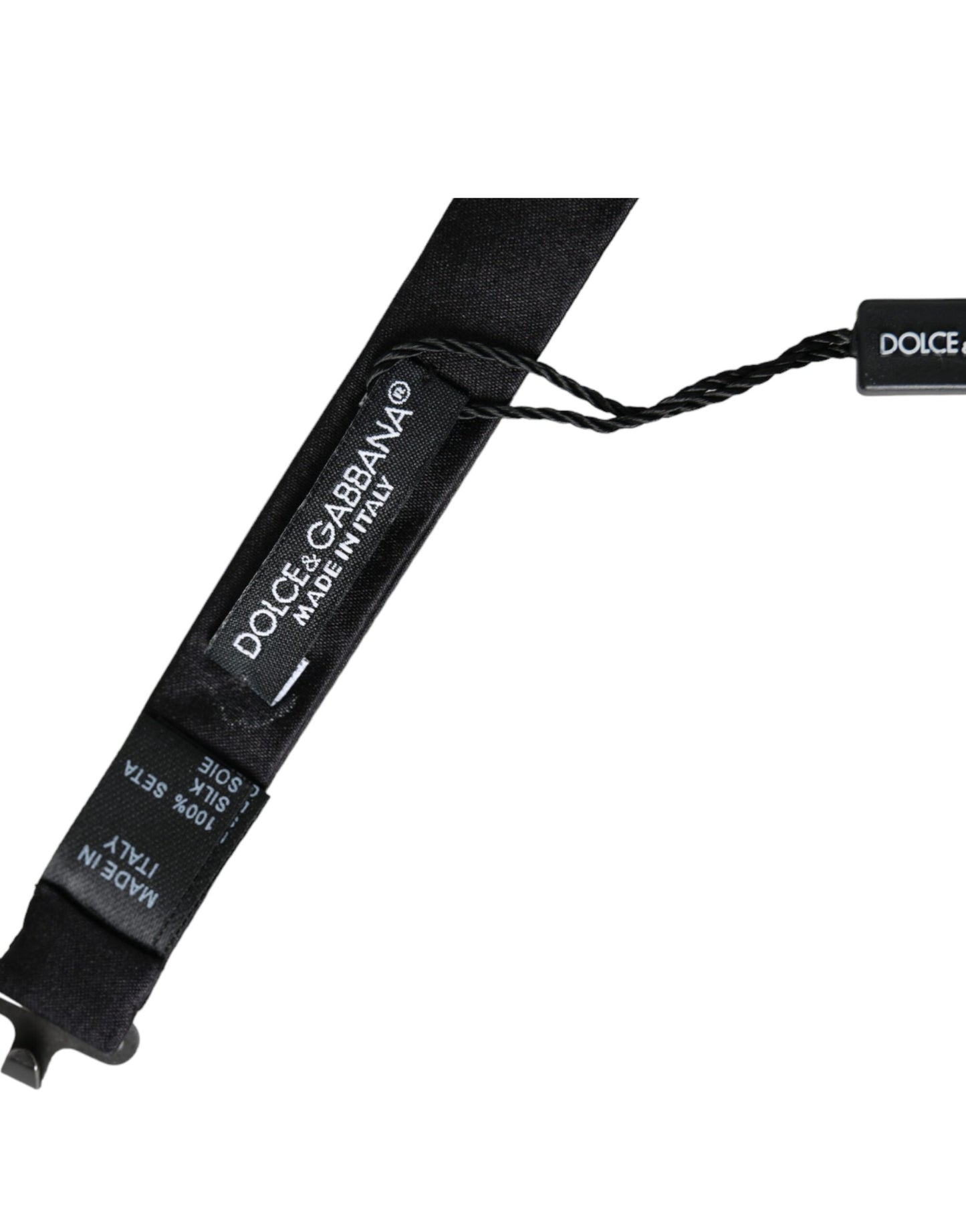 Dolce & Gabbana Herrenfliege mit verstellbarem Halsausschnitt, schwarze Seide
