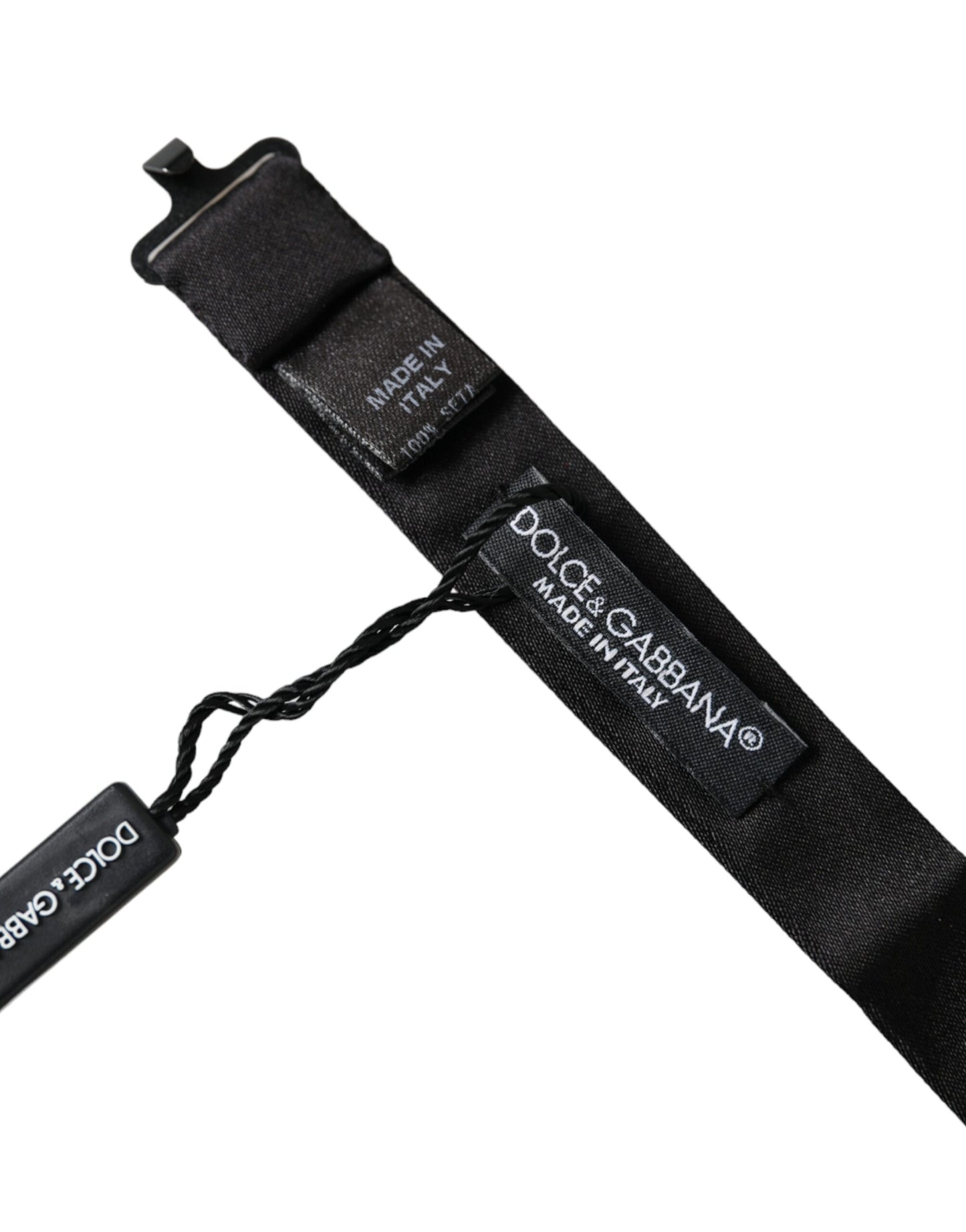 Dolce & Gabbana Schwarze Satin-Seiden-Fliege für Herren mit verstellbarem Hals