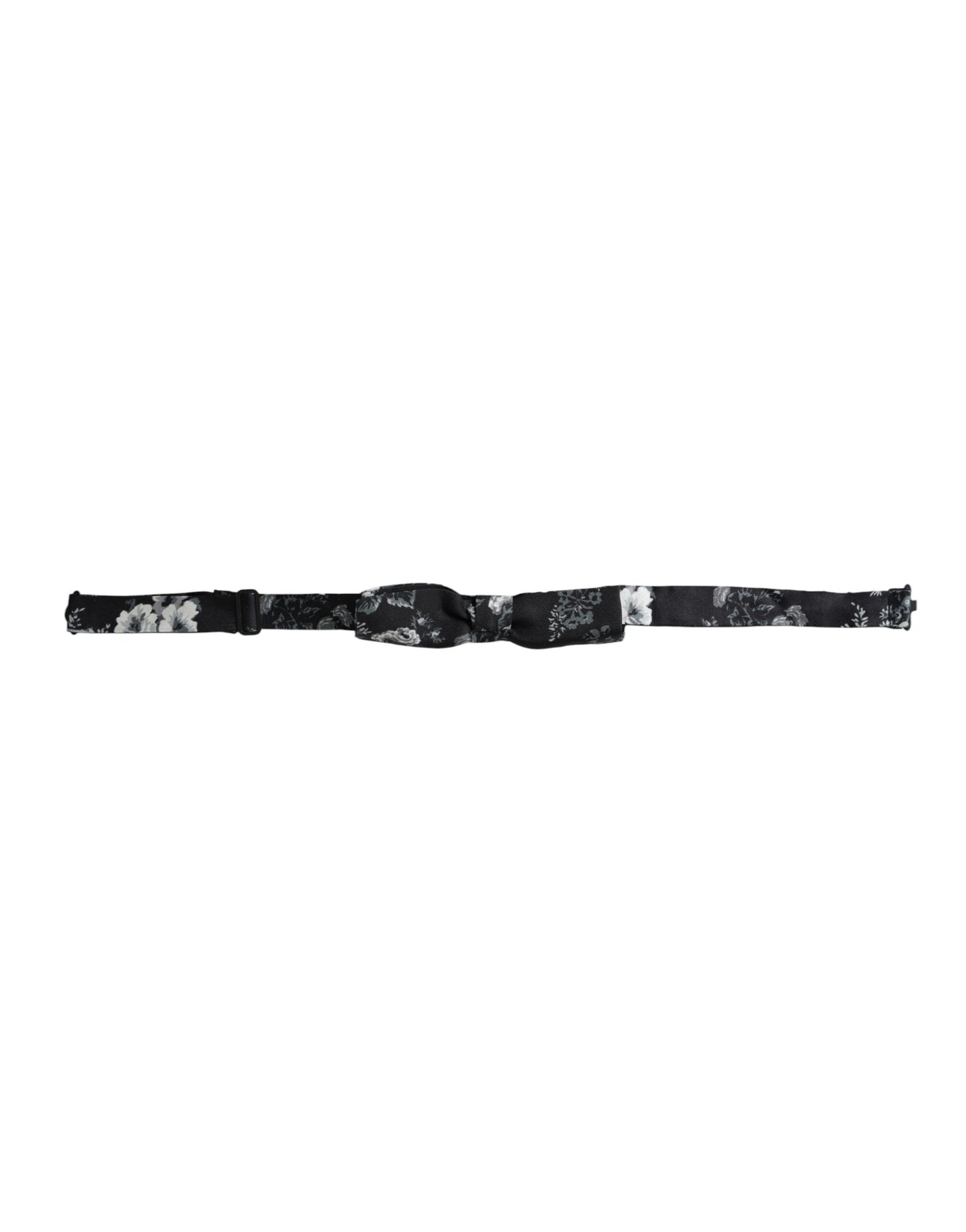 Dolce & Gabbana Schwarze, florale Seidenfliege mit verstellbarem Halsausschnitt