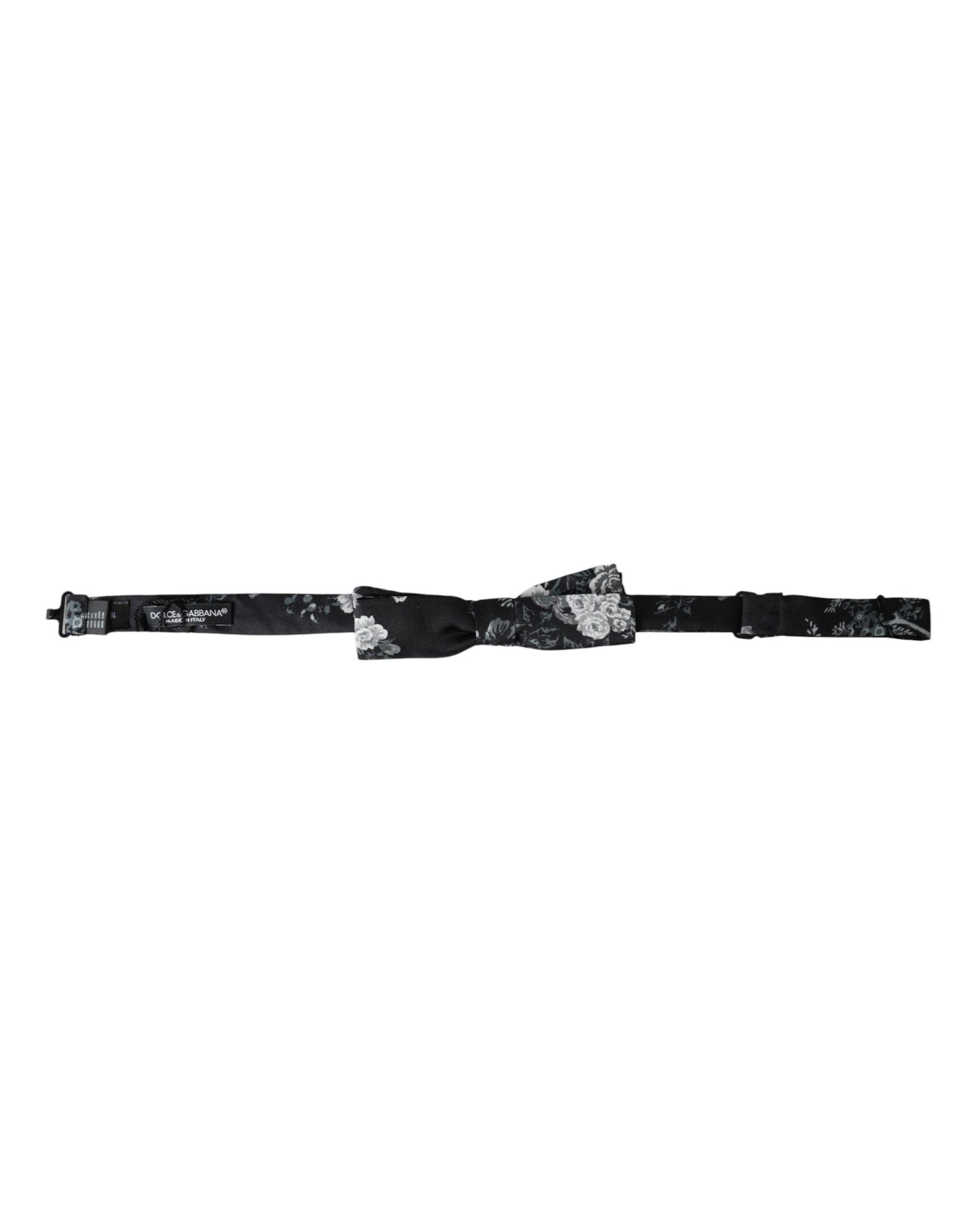 Dolce & Gabbana Schwarze, florale Seidenfliege mit verstellbarem Halsausschnitt