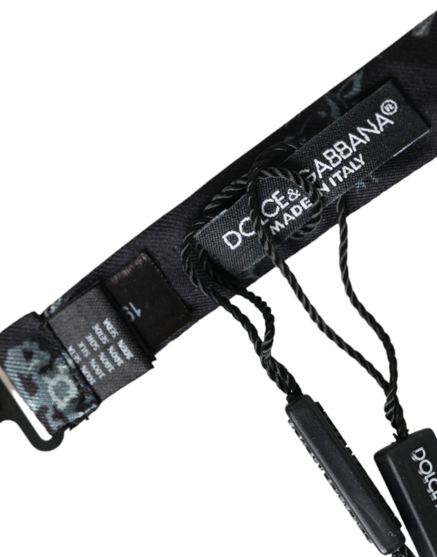 Dolce & Gabbana Schwarze, florale Seidenfliege mit verstellbarem Halsausschnitt