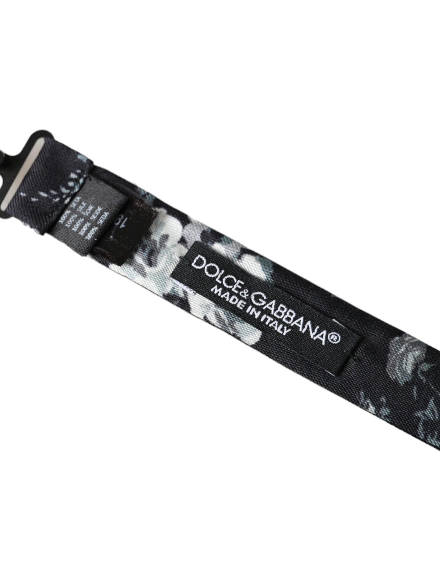Dolce & Gabbana Schwarze, florale Fantasy-Fliege mit verstellbarem Halsausschnitt für Herren