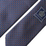 Dolce & Gabbana – Marineblaue, gemusterte, verstellbare Herrenkrawatte aus Seide