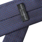 Dolce & Gabbana – Marineblaue, gemusterte, verstellbare Herrenkrawatte aus Seide