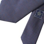 Dolce & Gabbana – Marineblaue, gemusterte, verstellbare Herrenkrawatte aus Seide