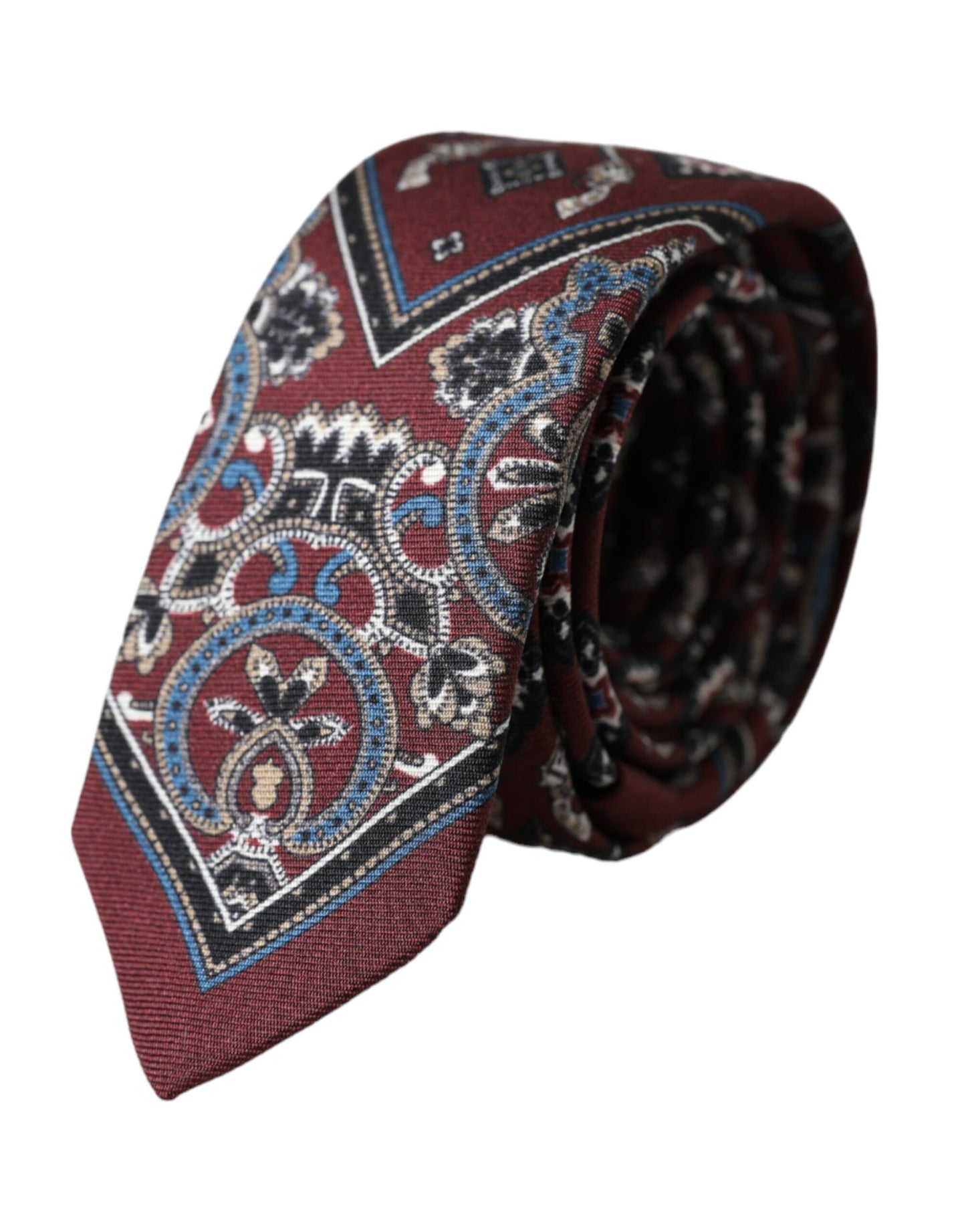 Dolce & Gabbana – Bordeauxfarbene, bedruckte, verstellbare Herrenkrawatte aus 100 % Seide