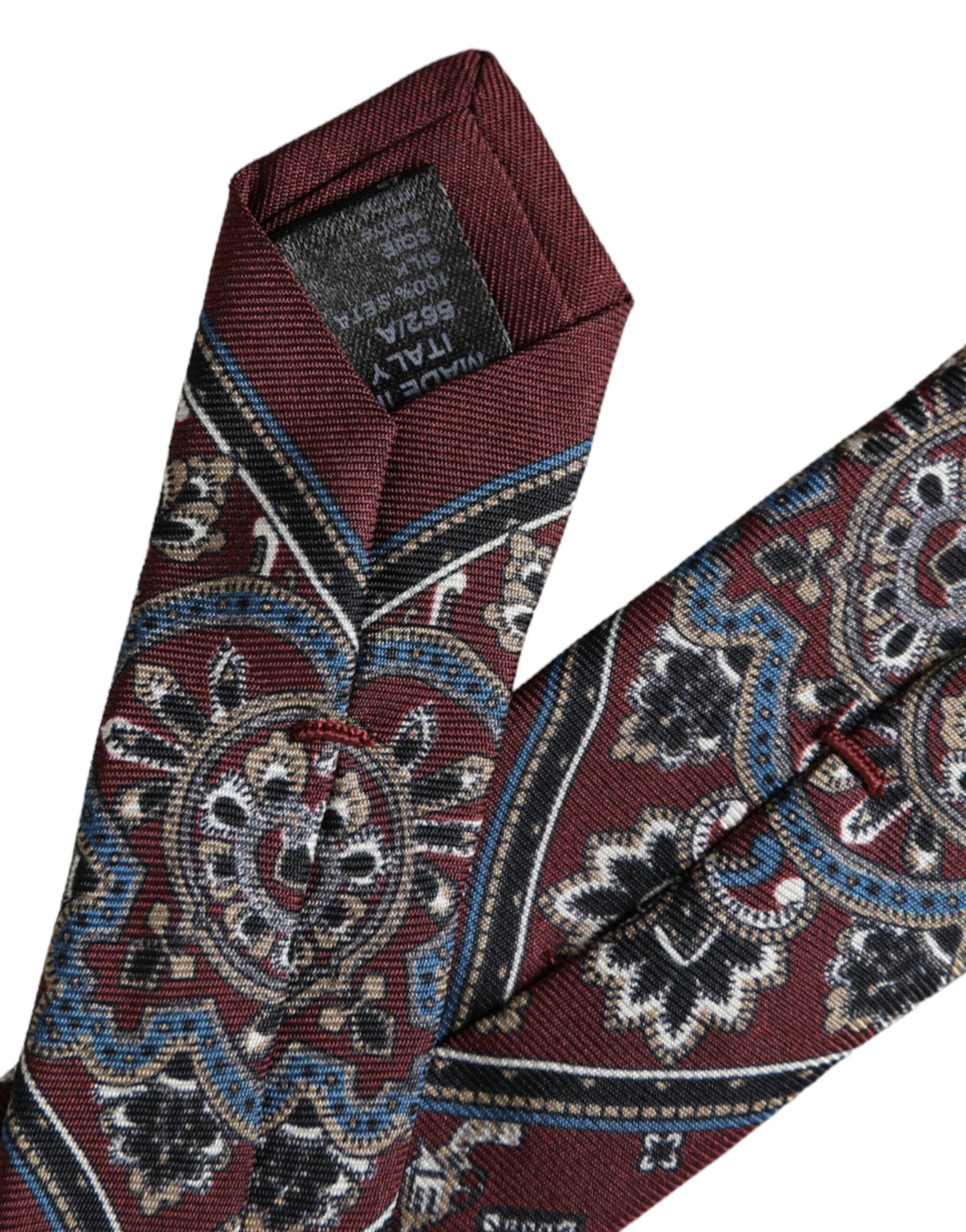Dolce & Gabbana – Bordeauxfarbene, bedruckte, verstellbare Herrenkrawatte aus 100 % Seide