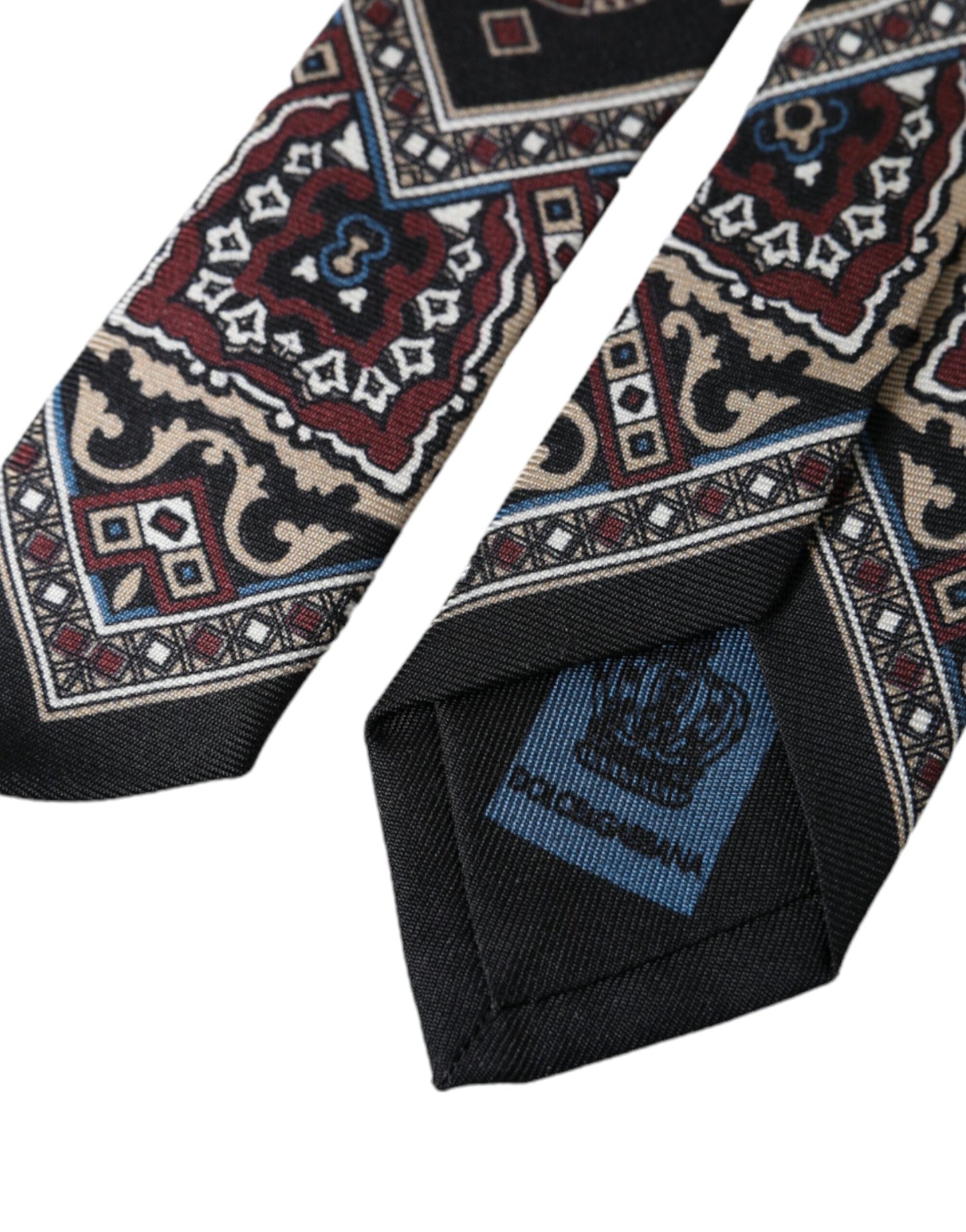 Dolce & Gabbana – Verstellbare Herrenkrawatte aus 100 % Seide mit schwarzem Aufdruck