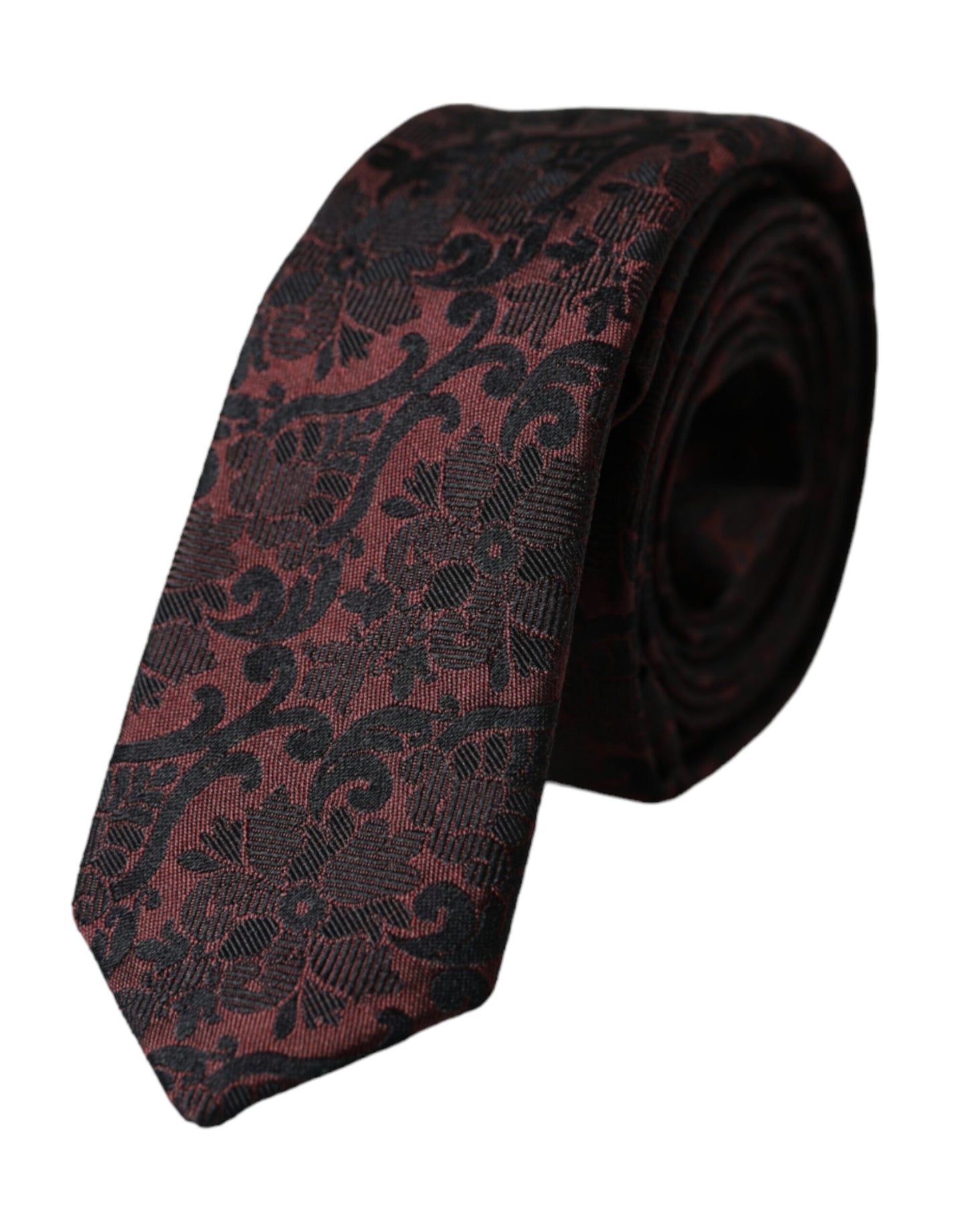 Dolce & Gabbana – Verstellbare Seidenkrawatte mit Blumenmuster in Kastanienbraun