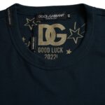 Dolce & Gabbana – Dunkelblaues T-Shirt aus Baumwolle mit Rundhalsausschnitt und kurzen Ärmeln