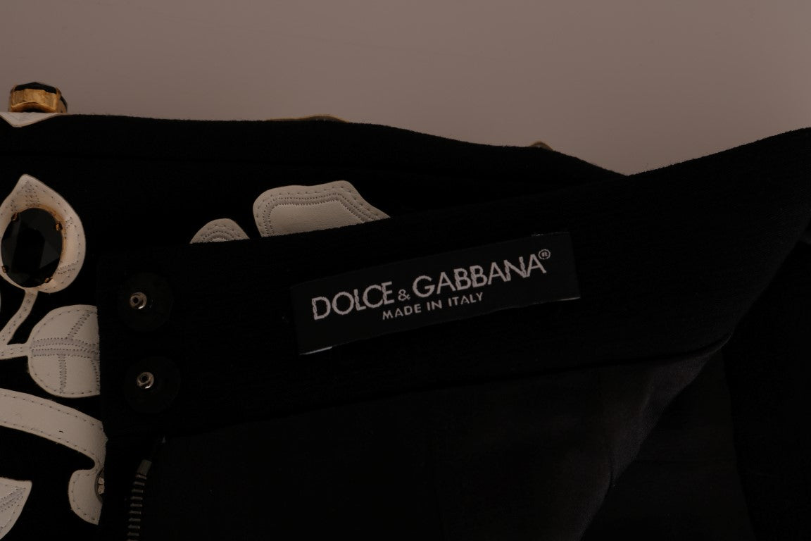 Dolce & Gabbana – Schwarzer Bleistiftrock mit Kristallblumenmuster